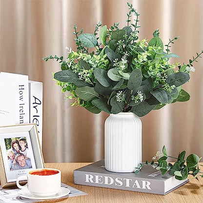 30 Pcs 6 Kind Mixed Eucalyptus Leaves Stem Bulk Artificial Greenery | Fake Silver Dollar Eucalyptus Bundle Faux Plants Greenery for DIY Bouquets Floral Arrangement Wedding Engagement Decor