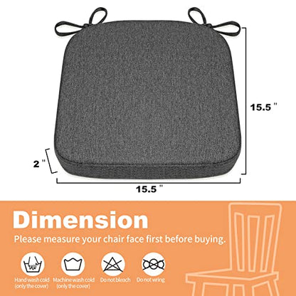 SINOSSO Memory Foam Chair Cushion for Folding Chair 1 Pcs, Thickened 2" Square Kitchen Chair Pad with Ties, Indoor Non-Slip Dining Chair Seat Cushion (1 Piece, Dark Grey) - color: Dark Grey