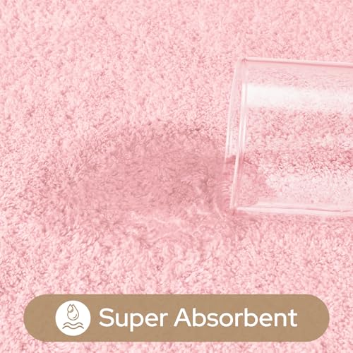 HOMEIDEAS Upgraded Bathroom Rugs Set 3 Piece, Ultra Soft Memory Foam Bath Mats, Super Absorbent Non Slip Washable U-Shaped Toilet Bath Rug (Light Pink, 17"x24"+20"x32"+U-Shaped 20"x24") - color: Light Pink