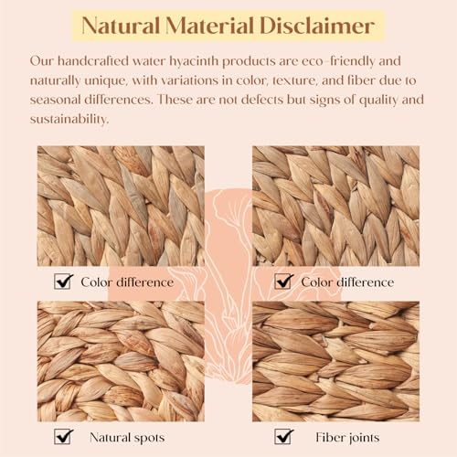 10 Pack, Round Woven Placemats, Natural Water Hyacinth Place mats, Braided Straw Table Mats for Dining Table, Christmas Placemats (13.8 inch) - size: 13.8 inch (Set of 10)
