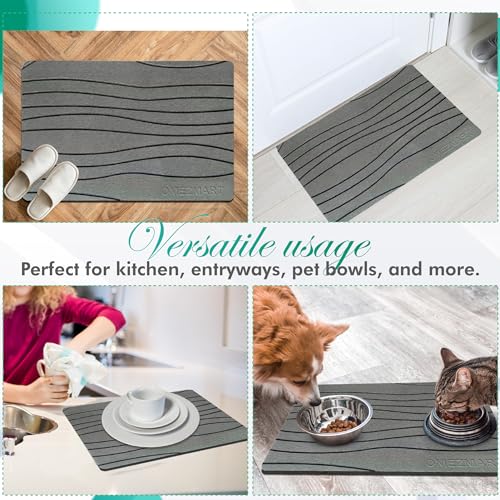 Stone Bath Mat for Bathroom – Diatomaceous Earth Quick Dry Bath Mat, Non Slip, Mold Resistant Stone Shower Mat (24×16" Grey) - color: Grey