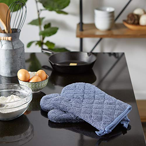 DII Basic Terry Collection 100% Cotton Quilted, Oven Mitt, Stonewash Blue, 2 Piece - color: Stonewash Blue, size: Oven Mitt