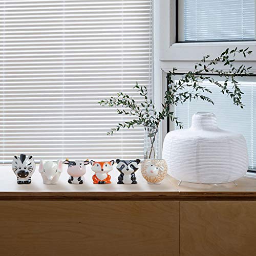 Cute Succulent Planter, Succulent Pots with Drainage Hole Flower Plant Pot | Cartoon Ceramic Tiny Pot for Indoor Mini Flower Planters Cactus Container Set of 6 - color: Elephant/Panda/Fox/Cow/Sheep/Zebra