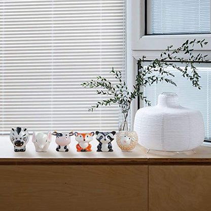 Cute Succulent Planter, Succulent Pots with Drainage Hole Flower Plant Pot | Cartoon Ceramic Tiny Pot for Indoor Mini Flower Planters Cactus Container Set of 6 - color: Elephant/Panda/Fox/Cow/Sheep/Zebra