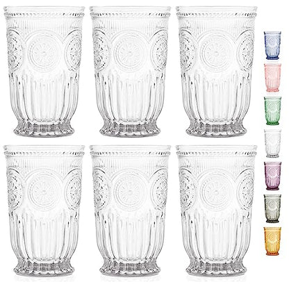 Clear Highball Glasses Set of 6 Tall Drinking Glasses 10 oz - color: Clear, size: Tall