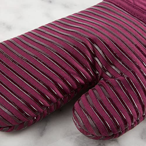 KitchenAid Quilted Cotton Terry Cloth Oven Mitt, Pot Holder, Kitchen Towel 4-Pack Set, Heat Resistant, Silicone Grip, Gift Set, Beet, 16"x26", 7"x13" & 7"x10" - color: Beet