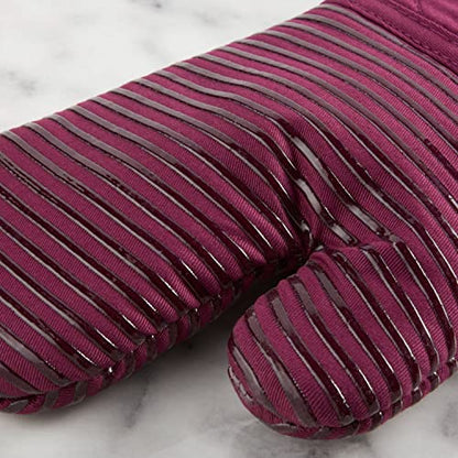 KitchenAid Quilted Cotton Terry Cloth Oven Mitt, Pot Holder, Kitchen Towel 4-Pack Set, Heat Resistant, Silicone Grip, Gift Set, Beet, 16"x26", 7"x13" & 7"x10" - color: Beet