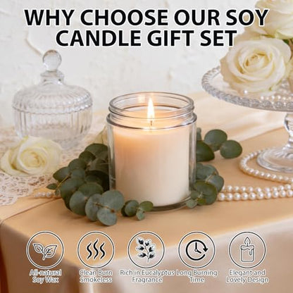 24 PCS 4oz Eucalyptus Scented White Soy Wax Candles | Calming Home Fragrance Gift Set | Bulk Warm Cozy Favors for Weddings, Housewarmings, Holiday Parties - color: Eucalyptus