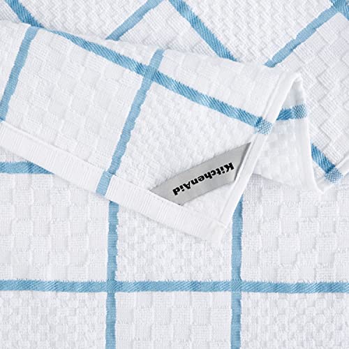 KitchenAid Quilted Cotton Terry Cloth Oven Mitt, Pot Holder, Kitchen Towel 4-Pack Set, Heat Resistant, Silicone Grip, Gift Set, Blue Velvet, 16"x26", 7"x13" & 7"x10" - color: Blue Velvet