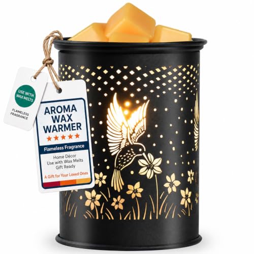 mocosa Wax Melt Warmer,Candle Wax Warmer for Scented Wax,Metal Electric Wax Melter for Home Office Bedroom Gift & Decor and Gifts for Mom Grandma Women(Hummingbird) | Oil Burner 2 in 1，Gifts for Women，Mother's Day，for Home Office Bedroom，Hummingbird Decor