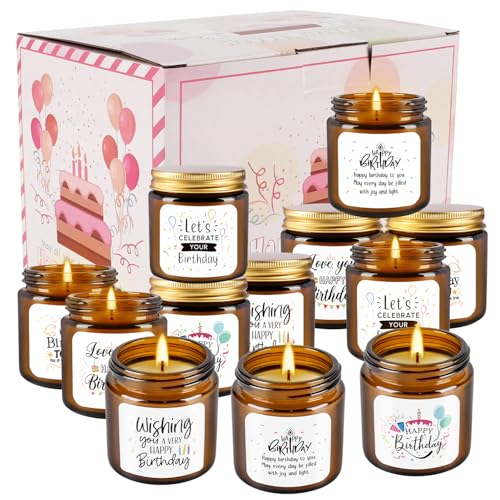 12-Pack Birthday Scented Candles, 3.05 oz Each, Natural Soy Wax, Long-Lasting Romantic Fragrance, Funny Happy Birthday Gift Set, Unique Gifts for Women Men, Gift-Ready - color: 12Pack-Birthday