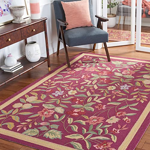 SAFAVIEH Chelsea Collection Accent Rug - 3'9" x 5'9", Burgundy, Hand-Hooked French Country Wool, Ideal for High Traffic Areas in Entryway, Living Room, Bedroom (HK210C) - color: Burgundy, size: 3'9" x 5'9" (Rectangular)