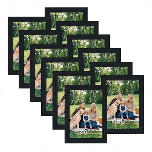 Giftgarden 4x6 Picture Frame Black 4 x 6 Photo Frames Bulk for Wall or Tabletop, Set of 12 - color: Black, size: 4x6