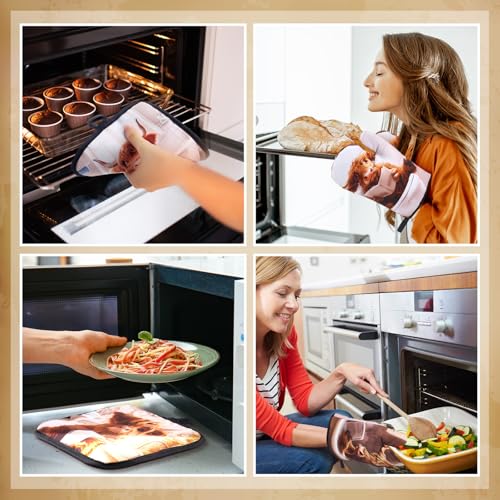 VitalCozy 8 Pcs Highland Cow Kitchen Towels Pot Holders Oven Mitt Set Absorbent Highland Cattle Dish Towels Square Potholders Watercolor Heat Resistant Glove for Home Cooking Baking Gift(Funny) - style: Funny