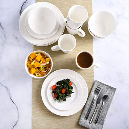 Gibson - 102504.16RM Gibson Home Amelia Court 16 Piece Dinnerware Set, White - color: White (Embossed - Amelia Court), size: Service for 4 (16pcs)