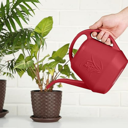 ZXJ Plant Watering Can - for Indoor and Outdoor Home Garden Plants - with Long Spout - Wine Red - 1/2 Gallon - color: Wine Red