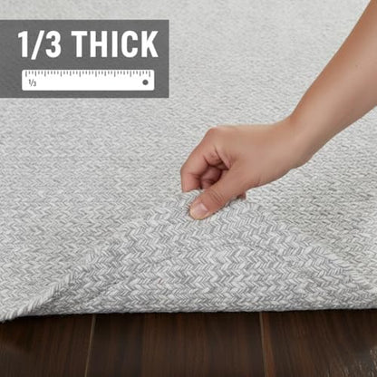 Super Area Rugs Farmhouse Braided Rug Cotton Kitchen Reversible Carpet, Gray & White, 2' X 3' Oval - color: Gray & White, size: 2' x 3' (Oval)