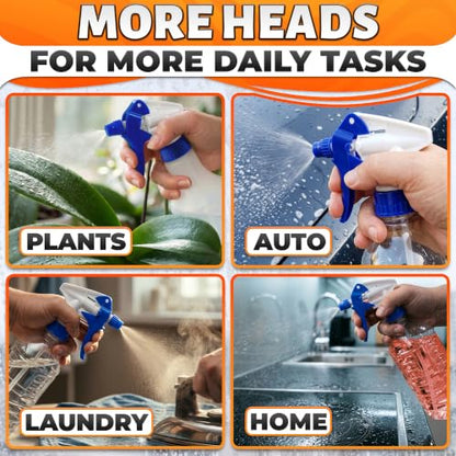 Spray Bottle Nozzle Replacement 12 Pack, Fits 8-32oz Bottles (Blue) | Replacement Trigger Sprayer Heads for Bottles; Fits 28-400 Thread, Trim-to-Fit Tube; for Cleaning, Garden & Pet Carefor - color: 12 Pcs Blue