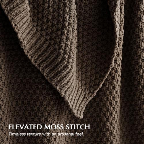 EVERGRACEHOME Chunky Chenille Knit Throw Blanket, 108x92, Cocoa Brown | Sculpted Moss Stitch, Chic Modern Farmhouse, All-Season Warmth, OEKO-TEX® Certified, Oversized King for Couch, Bed, Sofa - color: Cocoa Brown, size: 108" X 92"
