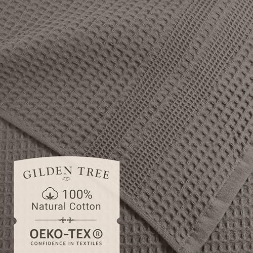 GILDEN TREE Waffle Towel Set Quick Dry Thin | 2 Bath Towels | 2 Hand Towels | 2 Washcloths, Classic Style (Stone) - color: Stone, size: Bath Towel Set