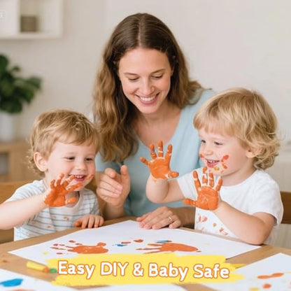 CHERRY CHEERS Family Handprint Kit with Light, Handprint Keepsake Frame, Wooden Led Light, Easy Install, No Need Screw etc, Non-Toxic Paints (Brown) - color: Brown