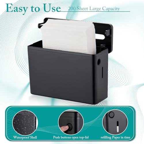 Paper Towel Dispenser Countertop,Non-Slip Base,Black-S | Multifold Trifold Z-Fold Paper Towel Holder, Hand Towel Dispenser for Kitchen Bathroom Commercial,Single Sheet Dispensing - color: Black-s