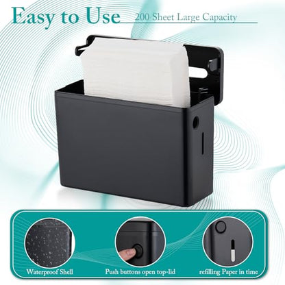 Paper Towel Dispenser Countertop,Non-Slip Base,Black-S | Multifold Trifold Z-Fold Paper Towel Holder, Hand Towel Dispenser for Kitchen Bathroom Commercial,Single Sheet Dispensing - color: Black-s