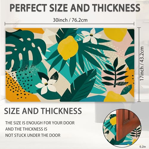 SPUNKER Abstract Modern Welcome Mat - Tropical Palm Leaves, Indoor/Outdoor, Low-Profile, 17''x30'' - color: Tropical Palm Leaves
