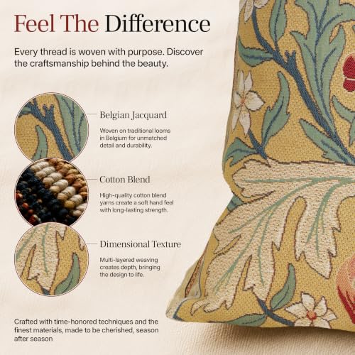 William Morris The Tulip Tapestry Throw Pillow Cover 18 x 18 in - color: Red Tulip