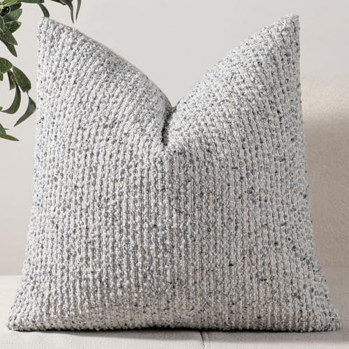20x20 Blue Throw Pillow Cover Textured Boucle Striped Chic Morden Boho Accent Farmhouse Square Decorative Couch Pillow Cover for Home Decor Bed Sofa Living Room - color: Blue, size: 20" x 20" (Pack of 1)