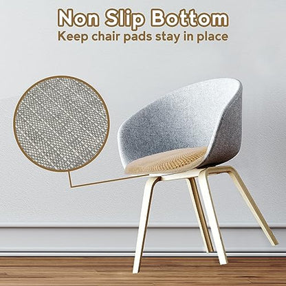 Kitchen Chair Cushions Dining Office Chair Pads Non Slip Thin Seat Cushion | Khaki 17x15 U Shaped Washable Soft Thick Memory Foam Large Metal Wooden Outdoor Patio Chair Cushions - color: Khaki