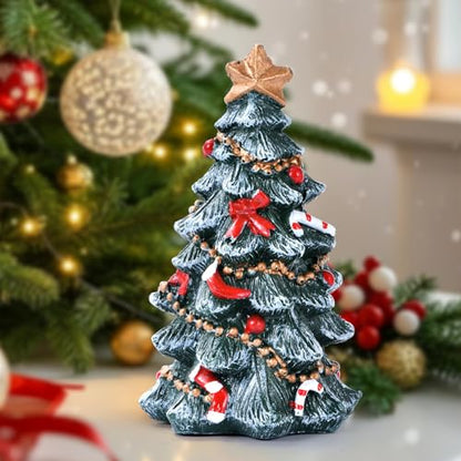 Christmas decor Figurine, Resin Xmas Tree Ornament for Table Top (Tree) | Christmas Tree with Various Decorations, Handmade Statue for Gift, Christmas Party Home Decoration