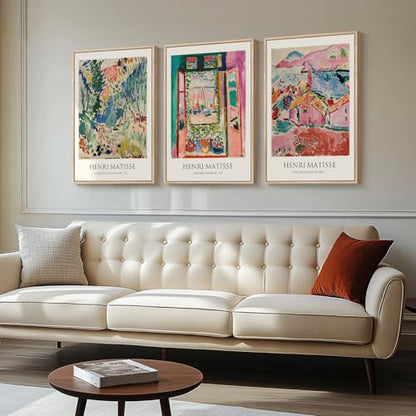 Framed Matisse Wall Art, 3 Piece Large Canvas Abstract Art Prints for Living Room, Henri Matisse Famous Landscape Painting Picture - Total Size 30x60 - color: Abstract Landscape, size: 20"W x 30" H x 3Pcs