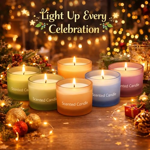 Soy Wax Candle Gift Set – Premium Holiday Scents for Relaxation & Festive Ambience – Long-Lasting, Clean Burn Aromatherapy Candles – Perfect Christmas, Gift for Aromatherapy Lovers