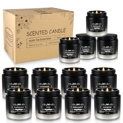 12-Pack Scented Candles Set - Men Candles for Home Scented, 3.5oz Soy Wax, Long Lasting Candle, Soy Candle Gifts Set for Men, Birthday, Valentine, Christmas, Anniversary Present - color: 12Pack-Black gradient