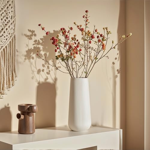 Modern Ceramic Vase, Small White Flower Vase for Table Centerpieces and Rustic Farmhouse Decoration - style: Stripes