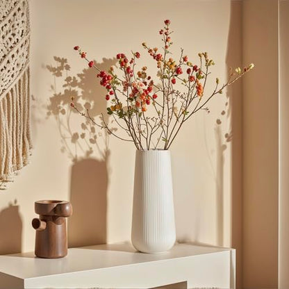 Modern Ceramic Vase, Small White Flower Vase for Table Centerpieces and Rustic Farmhouse Decoration - style: Stripes