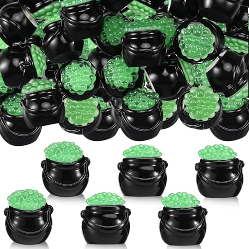 RoundFunny 50 Pcs Mini Black Cauldron Figurines Resin Witch Party Favors | Miniature Halloween Cauldron Pot with Potion, Hide and Seek, Trick or Treat, Micro Landscape Craft, Witches and Wizards Party - style: Witch Cauldron