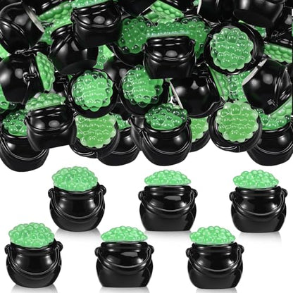RoundFunny 50 Pcs Mini Black Cauldron Figurines Resin Witch Party Favors | Miniature Halloween Cauldron Pot with Potion, Hide and Seek, Trick or Treat, Micro Landscape Craft, Witches and Wizards Party - style: Witch Cauldron