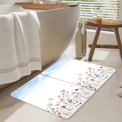Stone Bath Mat Diatomaceous Earth Shower Mat, Non-Slip Bath Mat for Bathroom, Quick Drying Bathroom Rugs Natural Easy to Clean, 24"×16" (Sky) - color: Sky