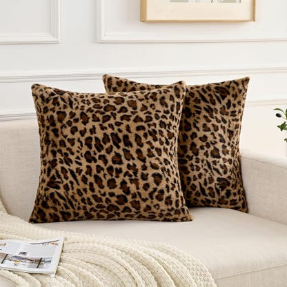 GALMAXS7 Cheetah Pillow Covers Leopard Throw Pillow Covers Set of 2, 20x20 | Faux Fur Throw Pillow Covers Leopard Couch Pillow Covers Fluffy Soft Decorative for Home Living Room Bedroom - size: 20" x 20" (Pack of 2)
