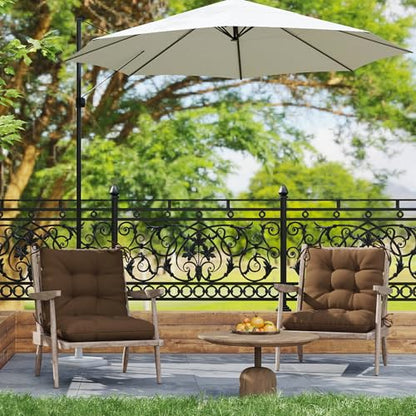 Outdoor Chair Cushions 42x21x4 Inch Set of 2, Brown | Patio Cushions for Dining Rocking Chairs, High Back Soft Seat Pad with Ties, Waterproof Fade Resistant, Indoor Outside Use - color: Brown