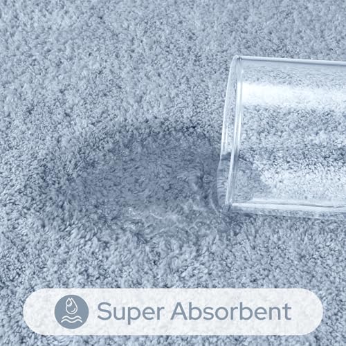 HOMEIDEAS Upgraded Bathroom Rugs Set 3 Piece, Ultra Soft Memory Foam Bath Mats, Super Absorbent Non Slip Washable U-Shaped Toilet Bath Rug (Blue, 17"x24"+20"x32"+U-Shaped 20"x24") - color: Blue