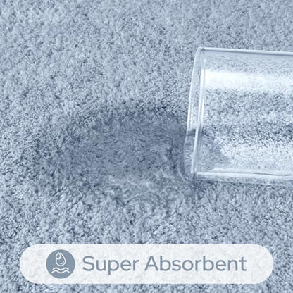 HOMEIDEAS Upgraded Bathroom Rugs Set 3 Piece, Ultra Soft Memory Foam Bath Mats, Super Absorbent Non Slip Washable U-Shaped Toilet Bath Rug (Blue, 17"x24"+20"x32"+U-Shaped 20"x24") - color: Blue