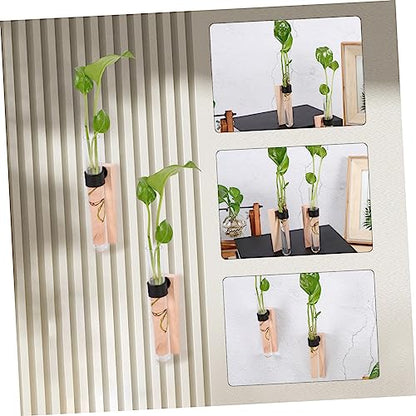 GLEAVI 2 Sets Hanging Test Tube Hydroponic Plant Vases for Indoor Wall Decor Plastic Propagation Stations Air Plant Holders for Home and Office