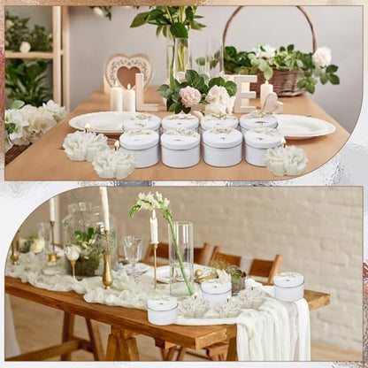 Threlaco 12 Pcs Flower Bridal Candles Set Bridesmaid Gift,White | 2" Wax Scented Candle Bulk, with Dried Flower and Cans, for Wedding Shower Proposal Anniversaries Women Christmas Party Favor - color: White