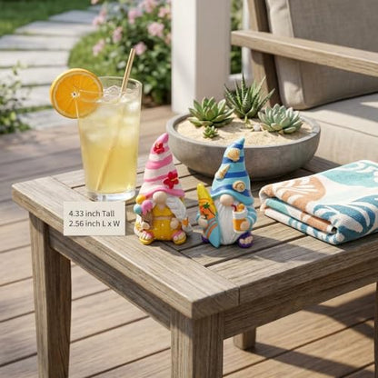 Cute 2 PCS Gnomes Statues Decor, Resin Figurines and Sculpture Décor, for Indoor Outdoor Yard Lawn Garden Home Patio Farmhouse Kitchen Table Decoration(Icecream and Surfing) - style: Surfboard-and-Ice-Cream-Holding