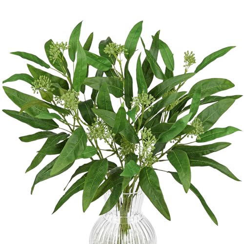 9Pcs Artificial Eucalyptus Stems Willow Eucalyptus Leaves, 18.5" Fake Greenery Stems for Vase, Green Plants Artificial Decor for DIY Bouquets, Arrangements, Centerpieces, Home, Wedding, Faux Greenery - size: # Pack of 9