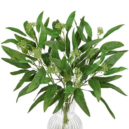 9Pcs Artificial Eucalyptus Stems Willow Eucalyptus Leaves, 18.5" Fake Greenery Stems for Vase, Green Plants Artificial Decor for DIY Bouquets, Arrangements, Centerpieces, Home, Wedding, Faux Greenery - size: # Pack of 9