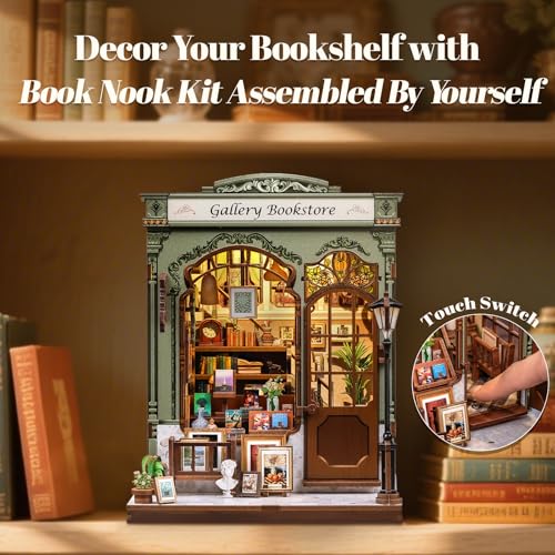 Book Nook Kit – DIY Miniature House Gallery Bookstore | Booknook Bookshop 3D Wooden Puzzles for Adults Bookshelf Building Kit Gifts for Women Book Lovers - style: Gallery Bookstore